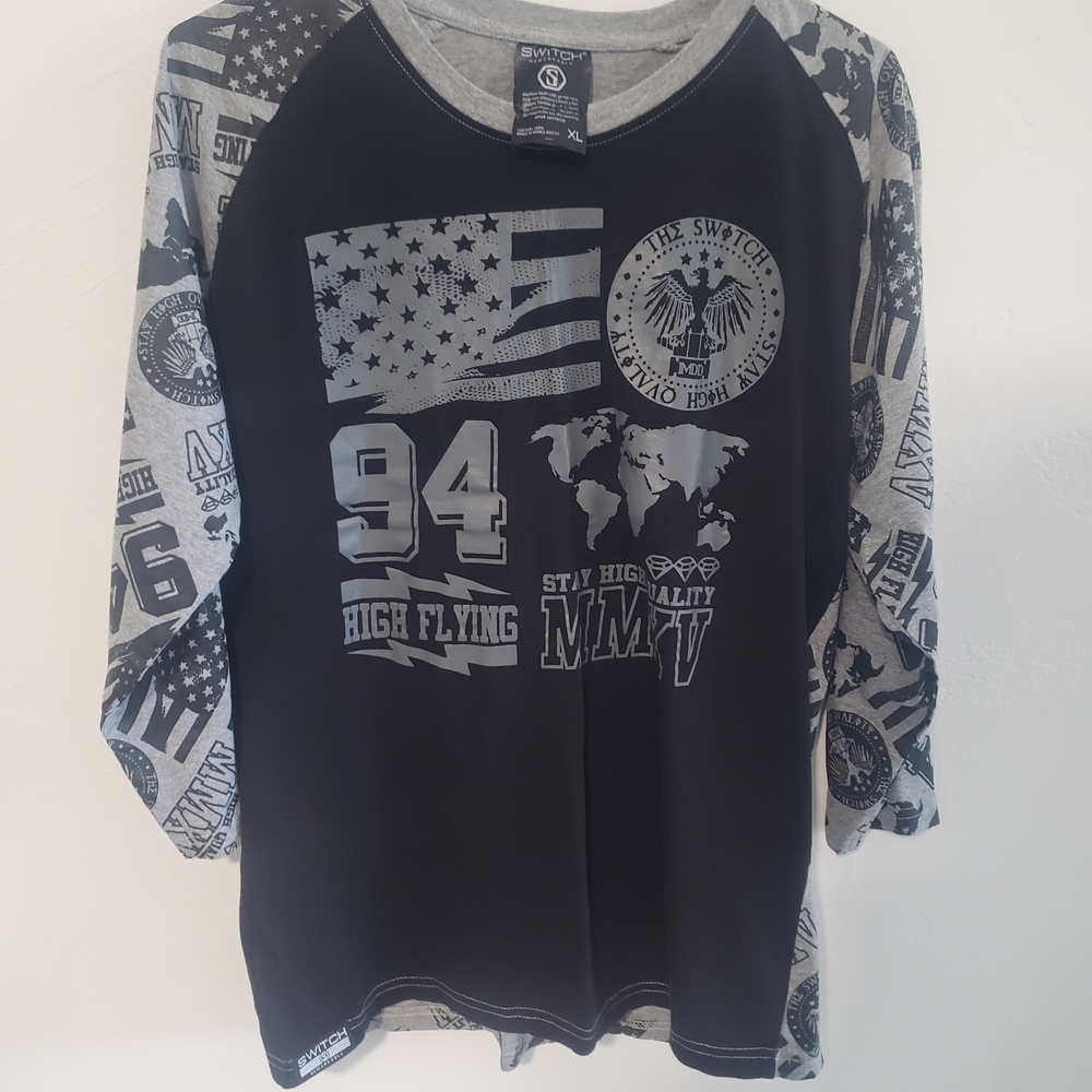 Swatch Black and Gray Kids Graphic Raglan Tee